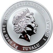 Tuvalu 1 Dollar (Elizabeth II American Bald Eagle) QUUEN ELIZABETH II IRB 1 OZ 9999 AG TUVALU 1 DOLLAR coin obverse Tuvalu 1 Dollar (Elizabeth II American Bald Eagle) QUUEN ELIZABETH II IRB 1 OZ 9999 AG TUVALU 1 DOLLAR coin obverse