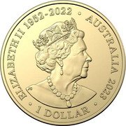 Australia 1 Dollar (The Big Jumping Crocodile) ELIZABETH II 1952-2022 AUSTRALIA 2023 1 DOLLAR JC coin obverse Australia 1 Dollar (The Big Jumping Crocodile) ELIZABETH II 1952-2022 AUSTRALIA 2023 1 DOLLAR JC coin obverse