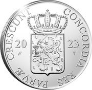 Netherlands 1 Ducat Dutch Castles. Kuinderburcht Bridge 2023 ☤+raven CONCORDIA RES PARVÆ CRESCUNT 20 23 coin obverse Netherlands 1 Ducat Dutch Castles. Kuinderburcht Bridge 2023 ☤+raven CONCORDIA RES PARVÆ CRESCUNT 20 23 coin obverse