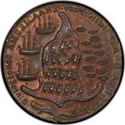 USA 1 Penny (Rhode Island Ship Token) D VLUGTENDE AMERICANEN VAN ROHDE YLAND AUG,T 1778 coin reverse USA 1 Penny (Rhode Island Ship Token) D VLUGTENDE AMERICANEN VAN ROHDE YLAND AUG,T 1778 coin reverse