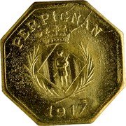 France 10 Centimes (Chamber of Trades Unions -Perpignan.Pattern) PERPIGNAN 1917 coin obverse France 10 Centimes (Chamber of Trades Unions -Perpignan.Pattern) PERPIGNAN 1917 coin obverse