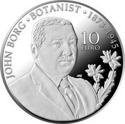 Malta 10 Euro (150th Anniversary of the Birth of John Borg) MAF 10 EURO JOHN BORG BOTANIST 1873 - 1945. coin reverse