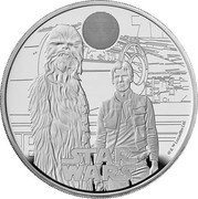 UK 10 Pounds Han Solo and Chewbacca. 2023 Proof STAR WARS © & TM LUCASFILM LTD. coin reverse UK 10 Pounds Han Solo and Chewbacca. 2023 Proof STAR WARS © & TM LUCASFILM LTD. coin reverse
