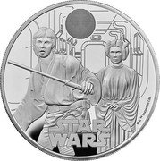 UK 10 Pounds (Luke Skywalker and Princess Leia.) STAR WARS © & TM LUCASFILM LTD. coin reverse