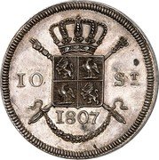 Netherlands 10 Stuivers (Louis Napoleon Pattern) 10 ST 1807. coin reverse Netherlands 10 Stuivers (Louis Napoleon Pattern) 10 ST 1807. coin reverse