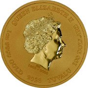 Tuvalu 100 Dollars Artemis 2023 P BU QUEEN ELIZABETH II IRB 1952 - 2022 1OZ 9999 GOLD 2023 TUVALU 100 DOLLARS coin obverse