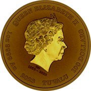 Tuvalu 100 Dollars Charles III Ottifant 2023  BU QUEEN ELIZABETH II IRB 1952 - 2022 1OZ 9999 AU 2023 TUVALU 100 DOLLARS coin obverse Tuvalu 100 Dollars Charles III Ottifant 2023  BU QUEEN ELIZABETH II IRB 1952 - 2022 1OZ 9999 AU 2023 TUVALU 100 DOLLARS coin obverse