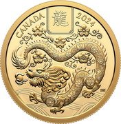 Canada 100 Dollars (Lunar Year of the Dragon) SN 龍 CANADA 2024 coin reverse
