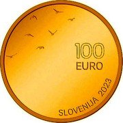 Slovenia 100 Euro 110th Anniversary of the Birth of Slovenian Writer Boris Pahor 2023  Proof 100 EURO SLOVENIJA 2023 coin obverse Slovenia 100 Euro 110th Anniversary of the Birth of Slovenian Writer Boris Pahor 2023  Proof 100 EURO SLOVENIJA 2023 coin obverse