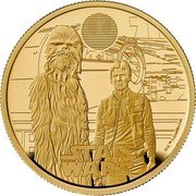 UK 100 Pounds Han Solo and Chewbacca. 2023 Proof STAR WARS © & TM LUCASFILM LTD. coin reverse UK 100 Pounds Han Solo and Chewbacca. 2023 Proof STAR WARS © & TM LUCASFILM LTD. coin reverse
