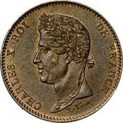 France 2-1/2 Centimes (Charles X Pattern of Tiolier) CHARLES X ROI DE FRANCE coin obverse