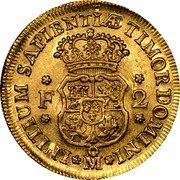Mexico 2 Escudos Philip V 1732 F KM# 124 INITIUM SAPIENTAE TIMOR DOMINI F 2 MO coin reverse Mexico 2 Escudos Philip V 1732 F KM# 124 INITIUM SAPIENTAE TIMOR DOMINI F 2 MO coin reverse