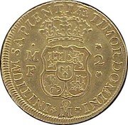 Mexico 2 Escudos Ferdinand VI 1747 MF KM# 125 INITIUM SAPIENTIAE TIMOR DOMINI M F 2 coin reverse Mexico 2 Escudos Ferdinand VI 1747 MF KM# 125 INITIUM SAPIENTIAE TIMOR DOMINI M F 2 coin reverse