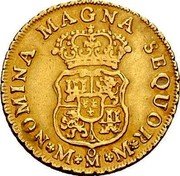 Mexico 2 Escudos Ferdinand VI 1755 MM KM# 126.2 NOMINA MAGNA SEQUOR M MO M coin reverse Mexico 2 Escudos Ferdinand VI 1755 MM KM# 126.2 NOMINA MAGNA SEQUOR M MO M coin reverse