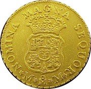 Mexico 2 Escudos Ferdinand VI 1757 MM KM# 127 NOMINA MAGNA SEQUOR M MO M coin reverse Mexico 2 Escudos Ferdinand VI 1757 MM KM# 127 NOMINA MAGNA SEQUOR M MO M coin reverse