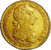 Mexico 2 Escudos Carolus III 1769 MF KM# 129 CAROLUS III D G HISP ET IND REX 1769 coin obverse Mexico 2 Escudos Carolus III 1769 MF KM# 129 CAROLUS III D G HISP ET IND REX 1769 coin obverse