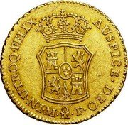 Mexico 2 Escudos Carolus III 1769 MF KM# 129 IN UTROQ FELIX AUSPICE DEO M MO F coin reverse Mexico 2 Escudos Carolus III 1769 MF KM# 129 IN UTROQ FELIX AUSPICE DEO M MO F coin reverse