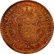Mexico 2 Escudos Carolus III 1775 FM KM# 130.2 MO IN UTROQ FELIX AUSPICE DEO FM 2 S coin reverse Mexico 2 Escudos Carolus III 1775 FM KM# 130.2 MO IN UTROQ FELIX AUSPICE DEO FM 2 S coin reverse