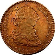 Mexico 2 Escudos Carolus III 1775 FM KM# 130.2 CAROL III D G HISP ETIND R 1775 coin obverse Mexico 2 Escudos Carolus III 1775 FM KM# 130.2 CAROL III D G HISP ETIND R 1775 coin obverse