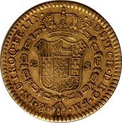 Mexico 2 Escudos Carolus III 1785 FM KM# 130.2a MO IN UTROQ FELIX AUSPICE DEO FM 2 S coin reverse Mexico 2 Escudos Carolus III 1785 FM KM# 130.2a MO IN UTROQ FELIX AUSPICE DEO FM 2 S coin reverse
