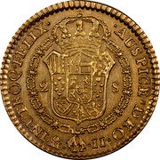 Mexico 2 Escudos Ferdinand VII 1815 JJ KM# 134 IN UTROQ FELIX AUSPICE DEO 2S MO JJ coin reverse Mexico 2 Escudos Ferdinand VII 1815 JJ KM# 134 IN UTROQ FELIX AUSPICE DEO 2S MO JJ coin reverse
