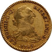 Mexico 2 Escudos Carolus III 1788 FM KM# 130.1a CAROL III D G HISP ET IND R 1785 coin obverse Mexico 2 Escudos Carolus III 1788 FM KM# 130.1a CAROL III D G HISP ET IND R 1785 coin obverse