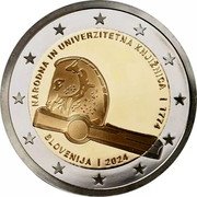 Slovenia 2 Euro 250th Anniversary of the National and University Library 2024 Proof NARODNA IN UNIVERZITETNA KNIJŽNICA 1774 SLOVENIJA 2024 coin obverse Slovenia 2 Euro 250th Anniversary of the National and University Library 2024 Proof NARODNA IN UNIVERZITETNA KNIJŽNICA 1774 SLOVENIJA 2024 coin obverse