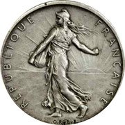 France 2 Francs (The Sower. Big Two) REPUBLIQUE FRANÇAISE O. ROTY coin obverse