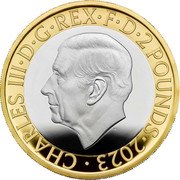 UK 2 Pounds Ada Lovelace 2023 Proof MJ CHARLES III D G REX F D 2 POUNDS 2023 coin obverse