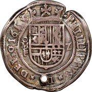 Mexico 2 Reales Philip III 1613 F KM# 32.2 PHILIPPVS III DEI G 1616 MO F Z coin obverse Mexico 2 Reales Philip III 1613 F KM# 32.2 PHILIPPVS III DEI G 1616 MO F Z coin obverse