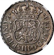 Mexico 2 Reales Ferdinand VI 1750 M KM# 86.1 FRD VI D G HISP ET IND R R 2 coin obverse Mexico 2 Reales Ferdinand VI 1750 M KM# 86.1 FRD VI D G HISP ET IND R R 2 coin obverse