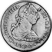Mexico 2 Reales Charles IV 1790 FM KM# 90 CAROLUS IIII DEI GRATIA 1790 coin obverse