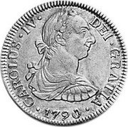 Mexico 2 Reales Charles IV 1790 FM KM# 89 CAROLUS IV DEI GRATIA 1790 coin obverse