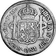 Mexico 2 Reales Charles IV 1790 FM KM# 90 HISPAN ET IND REX MO 2R F M coin reverse