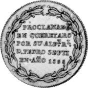 Mexico 2 Reales Fernando VII Proclamation Coinage 1808 KM# Q64 PRO CLAMADO EN QUERETARO POR SU ALFZ RL D.PEDRO SEPTI EN AÑO 1808 coin reverse Mexico 2 Reales Fernando VII Proclamation Coinage 1808 KM# Q64 PRO CLAMADO EN QUERETARO POR SU ALFZ RL D.PEDRO SEPTI EN AÑO 1808 coin reverse