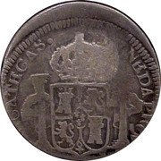 Mexico 2 Reales Ferdinand VII. Zacatecas 1811 KM# 188 MONEDA PROVISIONAL DE ZACATECAS coin reverse Mexico 2 Reales Ferdinand VII. Zacatecas 1811 KM# 188 MONEDA PROVISIONAL DE ZACATECAS coin reverse