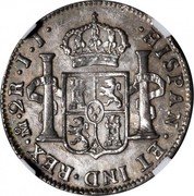 Mexico 2 Reales Ferdinand VII 1813 JJ KM# 93 HISPAN ET IND REX MO 2R J J coin reverse Mexico 2 Reales Ferdinand VII 1813 JJ KM# 93 HISPAN ET IND REX MO 2R J J coin reverse