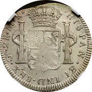 Mexico 2 Reales Ferdinand VII. Guadalajara 1814/2 GA MR KM# 93.2 HISPAN ET IND REX GA 2R M R coin reverse Mexico 2 Reales Ferdinand VII. Guadalajara 1814/2 GA MR KM# 93.2 HISPAN ET IND REX GA 2R M R coin reverse