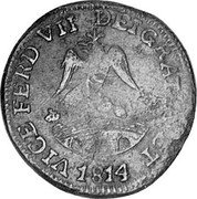 Mexico 2 Reales Insurgent Coin 1814 KM# 212 VICE FERD. VII DEI GRATIA ET coin obverse Mexico 2 Reales Insurgent Coin 1814 KM# 212 VICE FERD. VII DEI GRATIA ET coin obverse