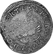 Mexico 2 Reales Insurgent Coin 1814 KM# 212 S. P. CONG. NAT. IND. GUV. T. 2R. T L coin reverse Mexico 2 Reales Insurgent Coin 1814 KM# 212 S. P. CONG. NAT. IND. GUV. T. 2R. T L coin reverse