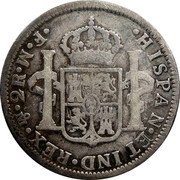 Mexico 2 Reales Carolus III 1772 MF KM# 88.1 HISPAN ET IND REX MO 2 R F M PLUS VLTRA coin reverse Mexico 2 Reales Carolus III 1772 MF KM# 88.1 HISPAN ET IND REX MO 2 R F M PLUS VLTRA coin reverse