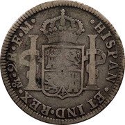 Mexico 2 Reales Carolus III 1784 FM KM# 88.2 HISPAN ET IND REX MO 2 R F F PLUS VLTRA coin reverse Mexico 2 Reales Carolus III 1784 FM KM# 88.2 HISPAN ET IND REX MO 2 R F F PLUS VLTRA coin reverse