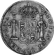 Mexico 2 Reales Ferdinand VII. Zacatecas 1820 AG KM# 93.4 HISPAN ET IND REX Z 2 R A G PLUS VLTRA coin reverse Mexico 2 Reales Ferdinand VII. Zacatecas 1820 AG KM# 93.4 HISPAN ET IND REX Z 2 R A G PLUS VLTRA coin reverse
