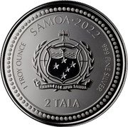 Samoa 2 Tala (Sea Dragon) SAMOA 2022 FA'AVAE I LE ATUA SAMOA 2 TALA 1 TROY OUNCE 999 FINE SILVER coin obverse Samoa 2 Tala (Sea Dragon) SAMOA 2022 FA'AVAE I LE ATUA SAMOA 2 TALA 1 TROY OUNCE 999 FINE SILVER coin obverse