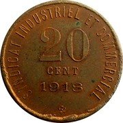 France 20 Centimes (Blois. Pattern) SYNDICAT INDUSTRIEL ET COMMERCIAL 20 CENT 1918 coin reverse