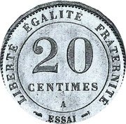 France 20 Centimes (Essai by Merley. Type II. 20-sided) KM# E37a LIBERTE EGALITE FRATERNITE ESSAI 20 CENTIMES A coin reverse
