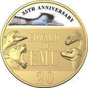 Australia 20 Cents Edward the Emu 2023  BU in Hardcover Book 35TH ANNIVERSARY EDWARD THE EMU 20 coin reverse Australia 20 Cents Edward the Emu 2023  BU in Hardcover Book 35TH ANNIVERSARY EDWARD THE EMU 20 coin reverse