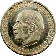 France 20 Francs (Essai Petain by Simon) KM# Pn107 PHILIPPE PETAIN. MARECHAL DE FRANCE. CHEF DE L'ETAT G. SIMON coin obverse France 20 Francs (Essai Petain by Simon) KM# Pn107 PHILIPPE PETAIN. MARECHAL DE FRANCE. CHEF DE L'ETAT G. SIMON coin obverse
