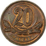 Slovakia 20 Halierov (Pattern) 20 HALIEROV coin reverse Slovakia 20 Halierov (Pattern) 20 HALIEROV coin reverse