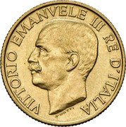 Italy 20 Lire (Vittorio Emanuele III Pattern - Fascism Anniversary) KM# Pr31 VITTORIO EMANUELE III RE D'ITALIA A. MOTTI coin obverse Italy 20 Lire (Vittorio Emanuele III Pattern - Fascism Anniversary) KM# Pr31 VITTORIO EMANUELE III RE D'ITALIA A. MOTTI coin obverse